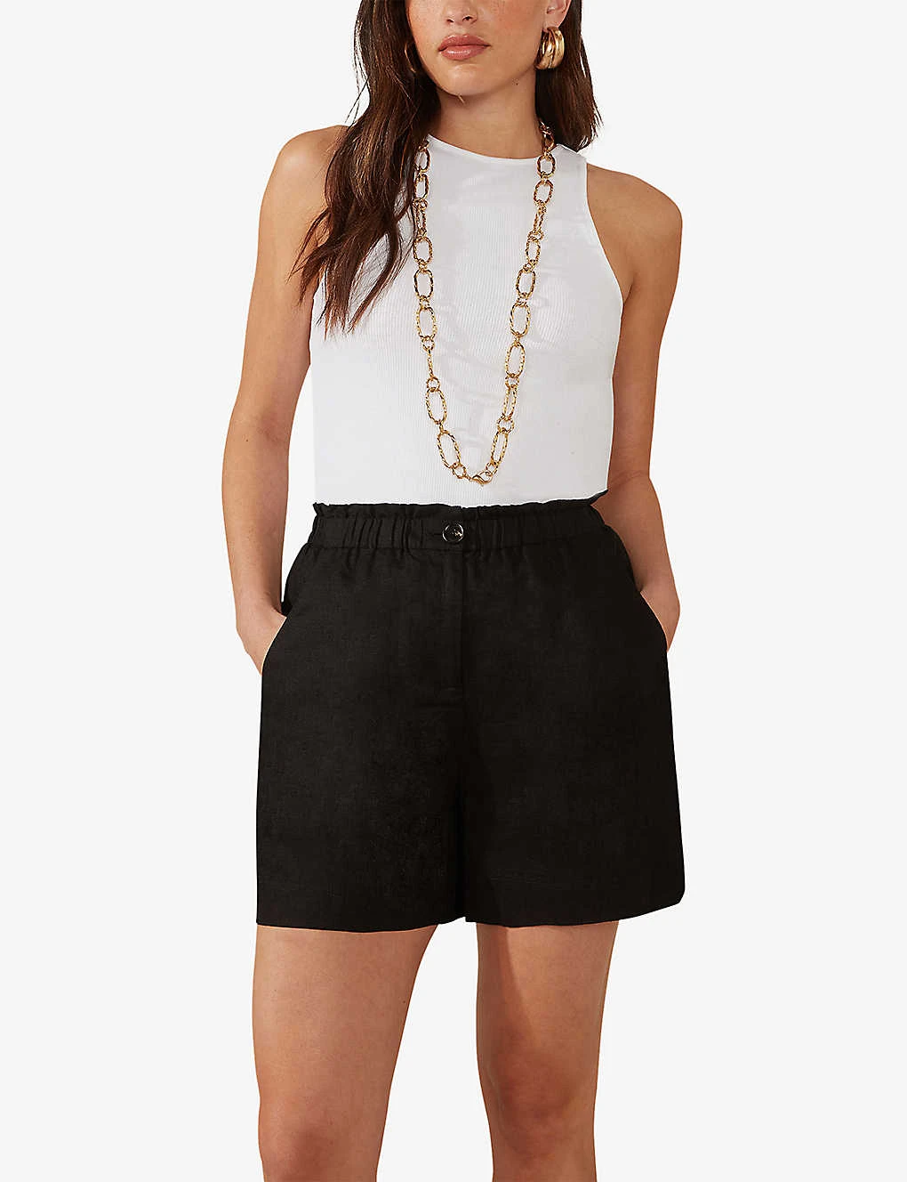 Regular-fit Elasticated-waist Linen Shorts 2 Regular-fit Elasticated-waist Linen Shorts - Image 2