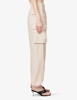 MOSCHINO Patch-pocket Tapered-leg Mid-rise Cotton Cargo Trousers -Reiss Shop R04162971 BEIGE ALT02