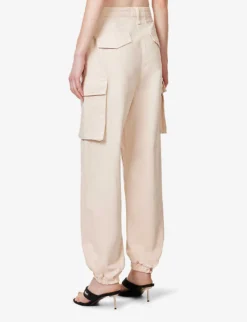 MOSCHINO Patch-pocket Tapered-leg Mid-rise Cotton Cargo Trousers -Reiss Shop R04162971 BEIGE ALT03
