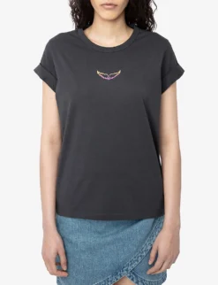 Zadig & Voltaire Anya Moon Logo-print Cotton T-shirt -Reiss Shop R04164057 CARBONE ALT04