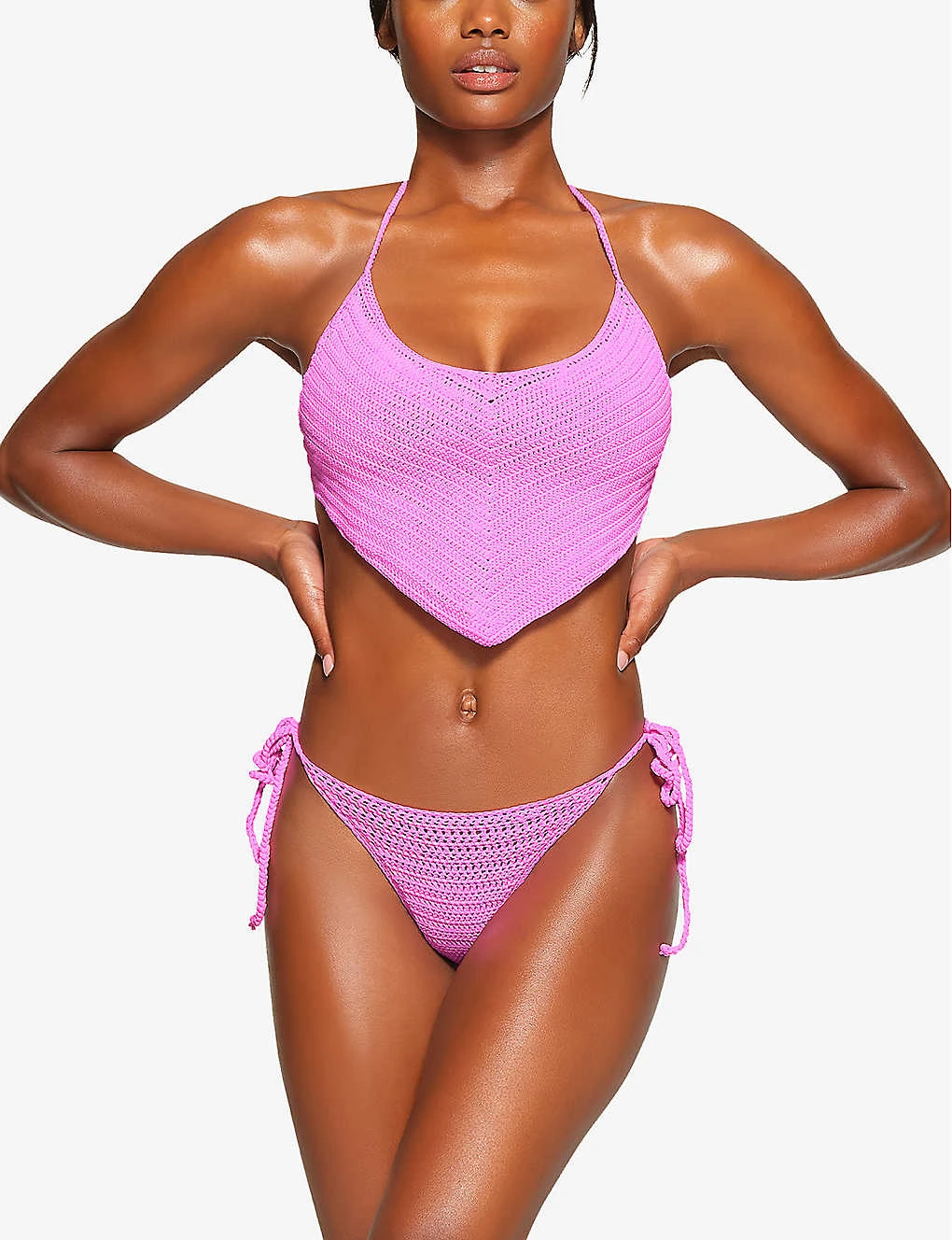 Halterneck Recycled Stretch-nylon Crochet Top 2 Halterneck Recycled Stretch-nylon Crochet Top - Image 2