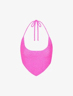 Halterneck Recycled Stretch-nylon Crochet Top