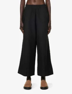 Relaxed-fit Wide-leg Cotton-linen Blend Trousers 7 Relaxed-fit Wide-leg Cotton-linen Blend Trousers -Reiss Shop R04164415 BLACK ALT02