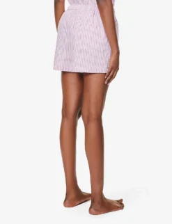 Striped High-rise Cotton-poplin Shorts -Reiss Shop R04164428 STRIPE0005 ALT02