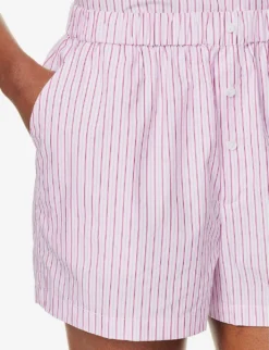 Striped High-rise Cotton-poplin Shorts -Reiss Shop R04164428 STRIPE0005 ALT03