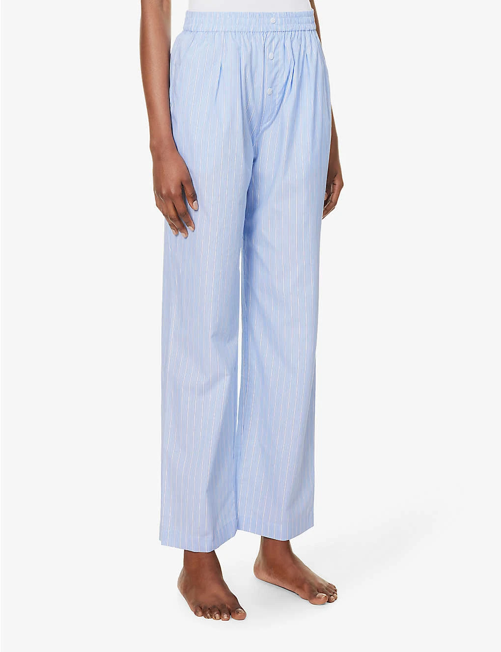 Striped Elasticated-waist Wide-leg High-rise Cotton-poplin Trousers 3 Striped Elasticated-waist Wide-leg High-rise Cotton-poplin Trousers - Image 3