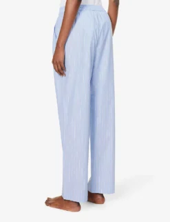 Striped Elasticated-waist Wide-leg High-rise Cotton-poplin Trousers 8 Striped Elasticated-waist Wide-leg High-rise Cotton-poplin Trousers -Reiss Shop R04164438 STRIPE0001 ALT03