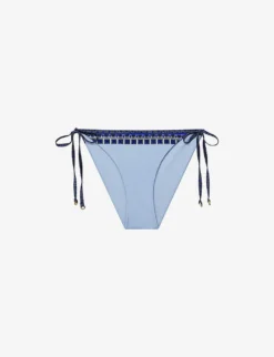 Reiss Tina Printed Stretch Cotton-blend Bikini Bottoms