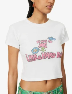 ERL Graphic-print Cropped Cotton-jersey T-shirt -Reiss Shop R04165352 HARDDAY ALT04