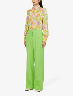 ME AND EM Flared-leg Mid-rise Stretch-woven Trousers -Reiss Shop R04165518 BRIGHTFERN ALT02