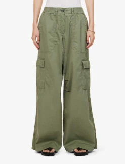 ME AND EM Wide-leg Low-rise Cotton Cargo Trousers -Reiss Shop R04165520 SUMMERKHAKI ALT02
