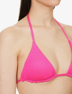 Palma Crinkled Recycled-polyester-blend Triangle Bikini Top -Reiss Shop R04165694 FUCHSIACRINKLE ALT03