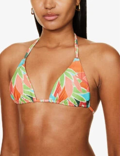 Hanalei Abstract-print Stretch-recycled Nylon Bikini Top -Reiss Shop R04165713 BIRDOFPARADISE ALT03