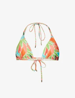 Hanalei Abstract-print Stretch-recycled Nylon Bikini Top