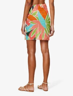South Beach Abstract-print Linen Sarong -Reiss Shop R04165721 BIRDOFPARADISECRINKLE ALT03