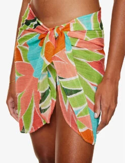 South Beach Abstract-print Linen Sarong -Reiss Shop R04165721 BIRDOFPARADISECRINKLE ALT04