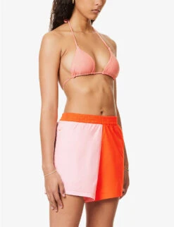 It's Now Cool Vacay Colour-blocked Mid-rise Cotton Shorts -Reiss Shop R04165805 CANDY ALT02