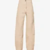 Palm Angels Bull Brand-patch Wide-leg Mid-rise Cotton Trousers