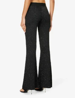 Palm Angels Logo-print Flared-leg Mid-rise Woven Trousers -Reiss Shop R04166272 BLACKWHITE ALT03