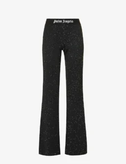 Palm Angels Logo-print Flared-leg Mid-rise Woven Trousers