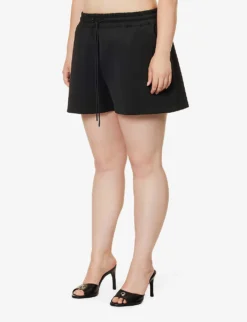 GOOD AMERICAN Scuba Drawstring-waistband Regular-fit Stretch-woven Shorts -Reiss Shop R04166621 BLACK001 ALT02