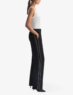 Reiss Theo Side-stripe Wide-leg Mid-rise Woven Trousers -Reiss Shop R04166639 BLACK ALT02