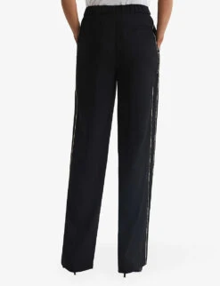 Reiss Theo Side-stripe Wide-leg Mid-rise Woven Trousers -Reiss Shop R04166639 BLACK ALT03