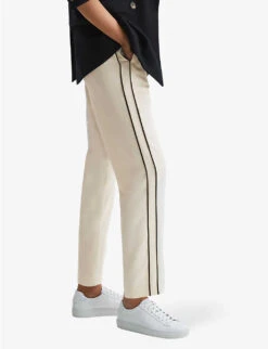 Reiss Theo Taper Tapered-leg, Mid-rise Side-stripe Woven Trousers -Reiss Shop R04166640 CREAM ALT02