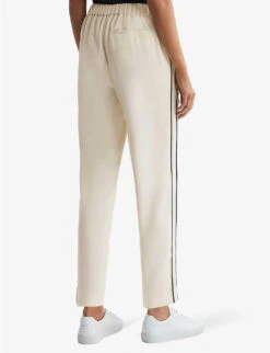 Reiss Theo Taper Tapered-leg, Mid-rise Side-stripe Woven Trousers -Reiss Shop R04166640 CREAM ALT03
