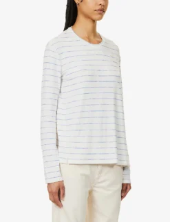 Rag & Bone Stripe Split-hem Knit Jumper -Reiss Shop R04166660 BLUEWHT ALT02