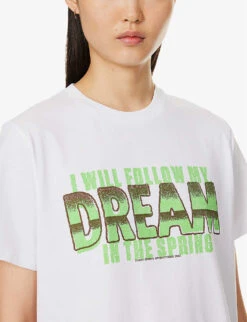 Ganni Dream Graphic-print Relaxed-fit Organic Cotton-jersey T-shirt -Reiss Shop R04167525 BRIGHTWHITE ALT04