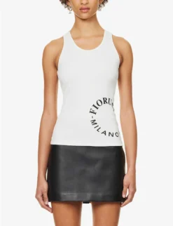 FIORUCCI Logo-print Ribbed Stretch-woven Top 7 FIORUCCI Logo-print Ribbed Stretch-woven Top -Reiss Shop R04168332 WHITE ALT02