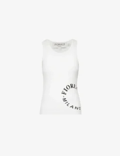 FIORUCCI Logo-print Ribbed Stretch-woven Top