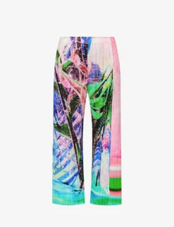 Tropical Winter Straight-leg Mid-rise Knitted Trousers