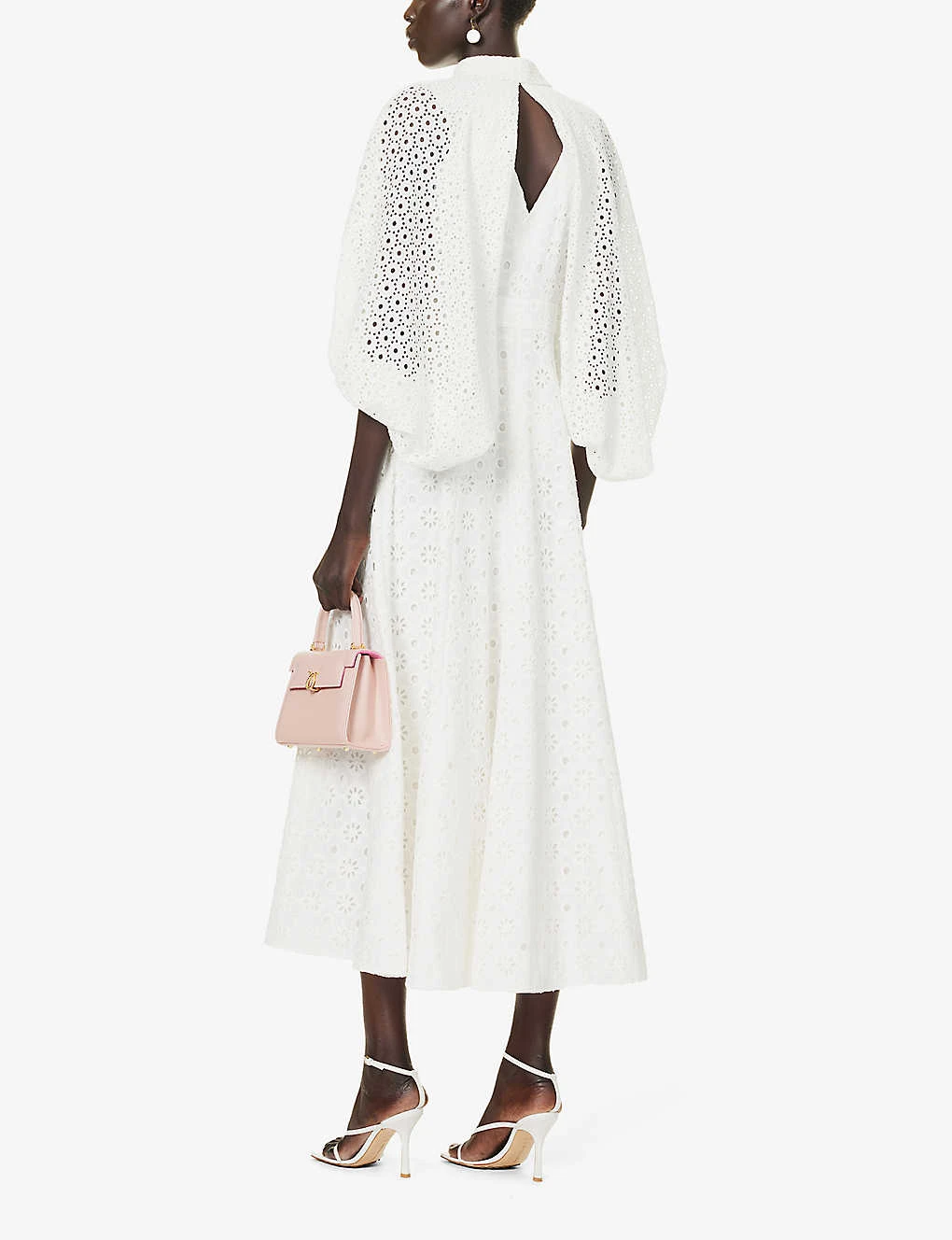 Pat Broderie-patterned Puff-sleeve Regular-fit Cotton Midi Dress 2 Pat Broderie-patterned Puff-sleeve Regular-fit Cotton Midi Dress - Image 2