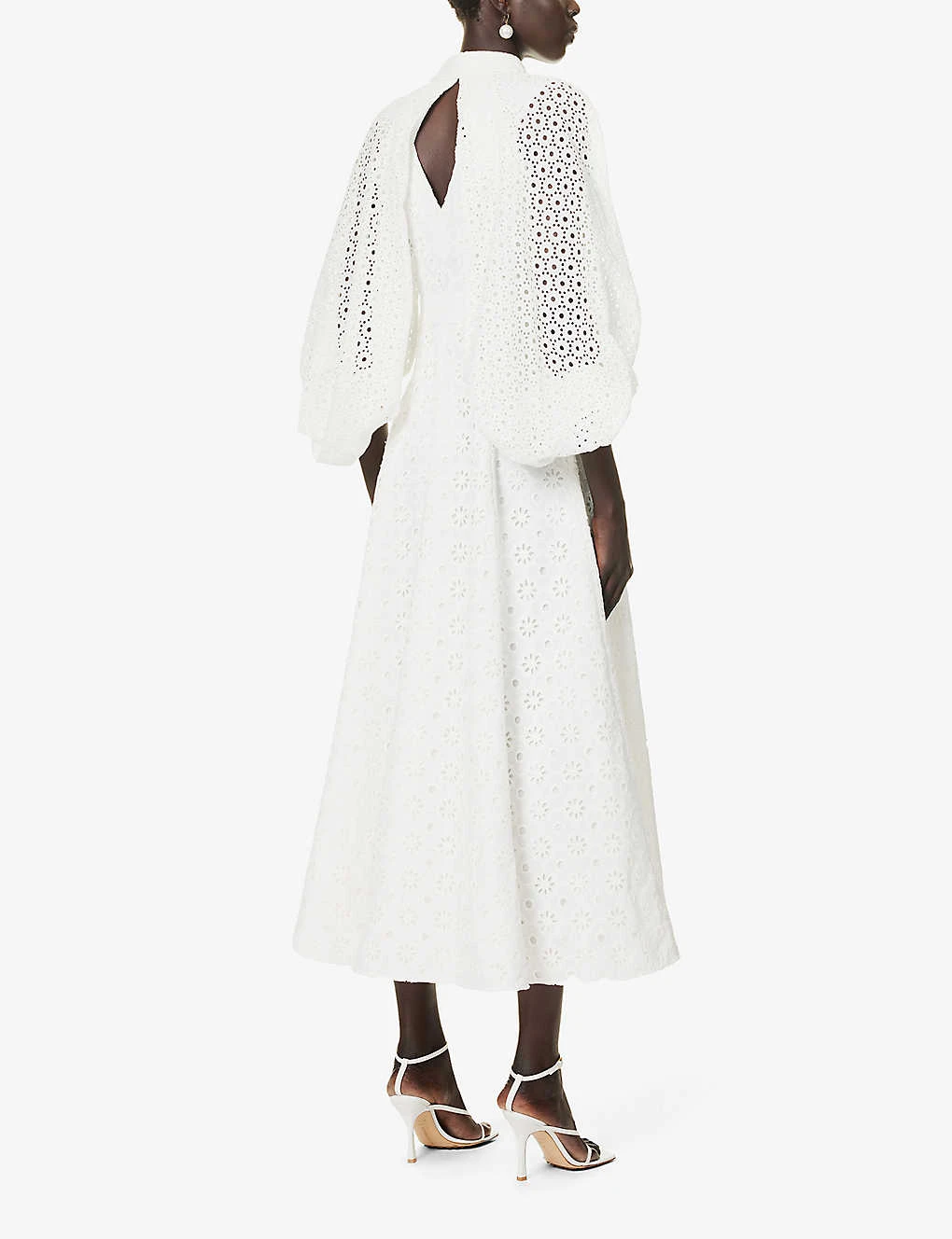 Pat Broderie-patterned Puff-sleeve Regular-fit Cotton Midi Dress 4 Pat Broderie-patterned Puff-sleeve Regular-fit Cotton Midi Dress - Image 4