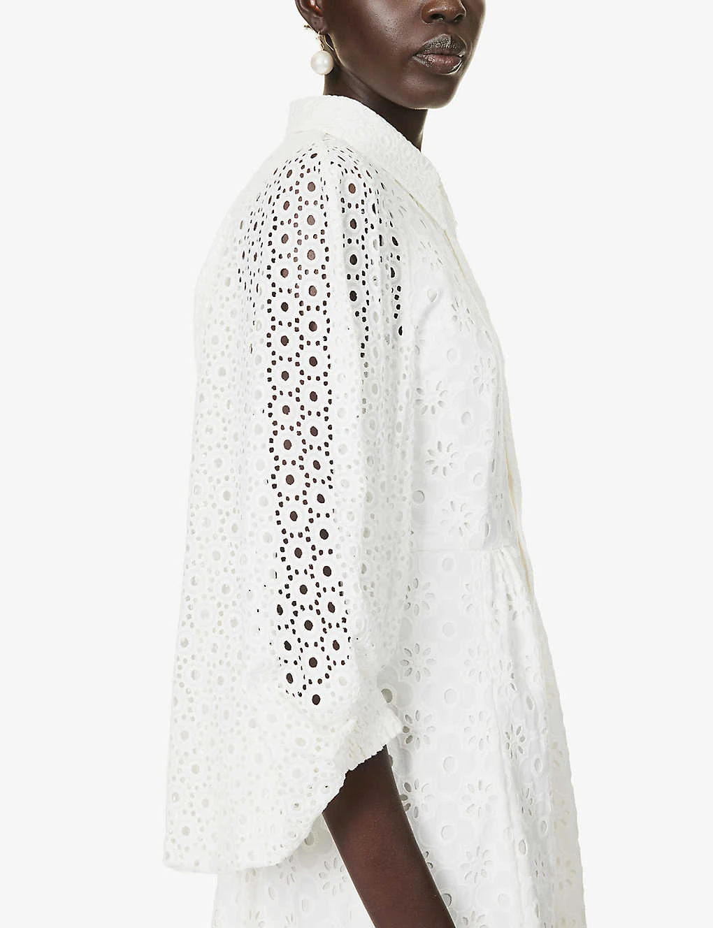 Pat Broderie-patterned Puff-sleeve Regular-fit Cotton Midi Dress 5 Pat Broderie-patterned Puff-sleeve Regular-fit Cotton Midi Dress - Image 5