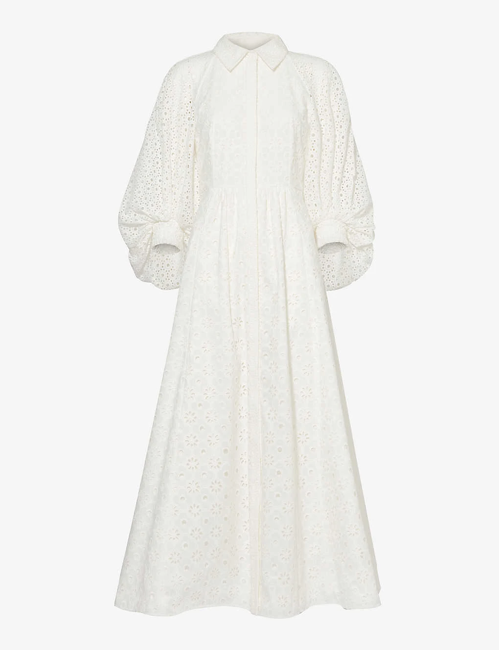 Pat Broderie-patterned Puff-sleeve Regular-fit Cotton Midi Dress 1 Pat Broderie-patterned Puff-sleeve Regular-fit Cotton Midi Dress