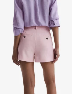 Reiss Marina Pleated Woven Shorts -Reiss Shop R04168931 PINK ALT03