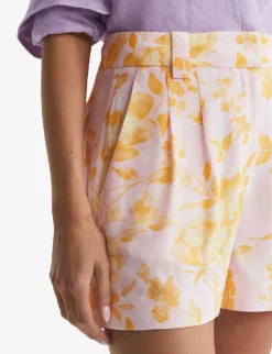 Reiss Bonnie High-rise Floral-print Woven Shorts -Reiss Shop R04168933 MULTI ALT04