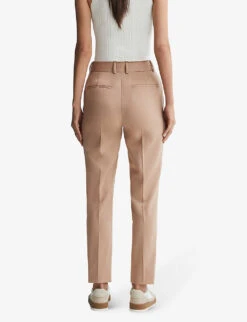 Reiss Marlie Slim-leg High-rise Stretch Wool-blend Trousers -Reiss Shop R04168969 CAMEL ALT03