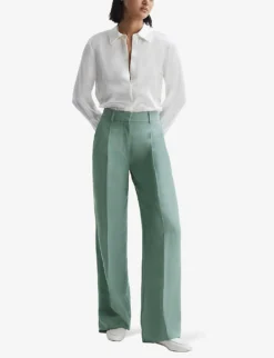 Reiss Talia Wide-leg High-rise Recycled Lyocell-blend Trousers 7 Reiss Talia Wide-leg High-rise Recycled Lyocell-blend Trousers -Reiss Shop R04168988 TEAL ALT02