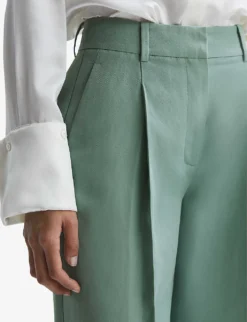 Reiss Talia Wide-leg High-rise Recycled Lyocell-blend Trousers 9 Reiss Talia Wide-leg High-rise Recycled Lyocell-blend Trousers -Reiss Shop R04168988 TEAL ALT04