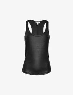 Reiss Lilly Round-neck Sleeveless Metallic Stretch-woven Vest