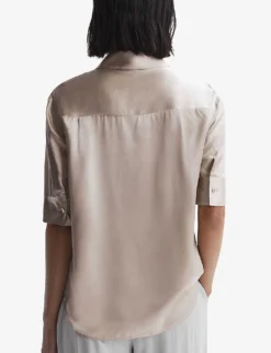Reiss Aubrey Short-sleeve Silk Shirt 8 Reiss Aubrey Short-sleeve Silk Shirt -Reiss Shop R04169200 CHAMPAGNE ALT03