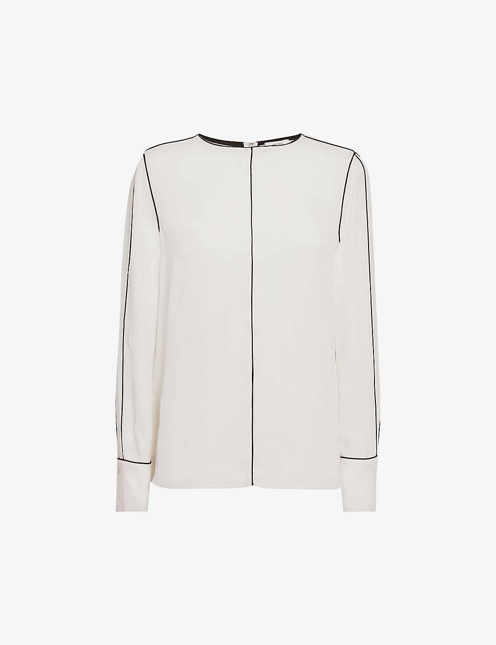 Reiss Estella Contrast-tip Long-sleeve Stretch-woven Blouse 1 Reiss Estella Contrast-tip Long-sleeve Stretch-woven Blouse