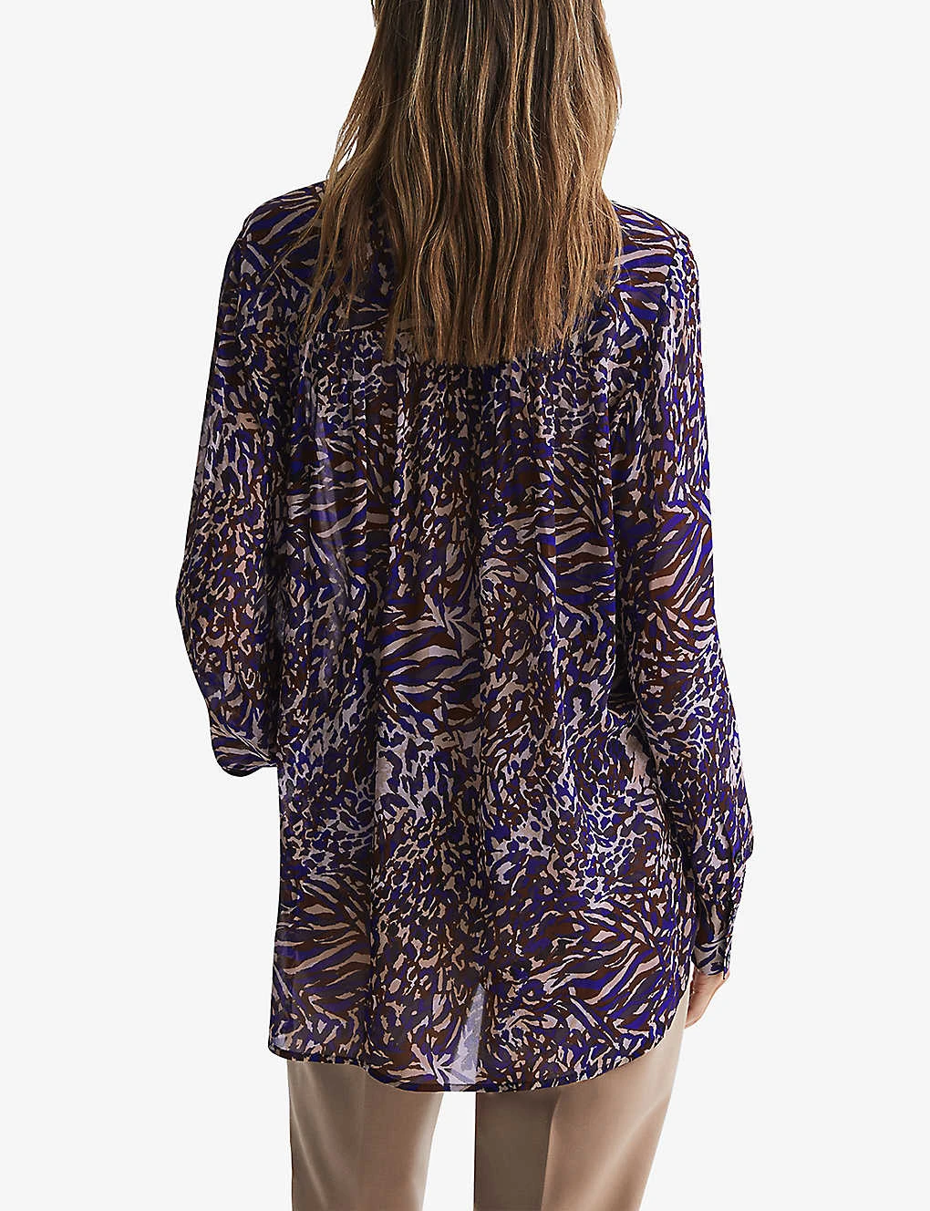 Reiss Tora Animal-print Neck-tie Woven Blouse 4 Reiss Tora Animal-print Neck-tie Woven Blouse - Image 4