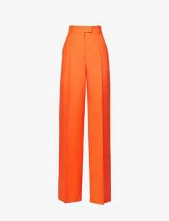 Valentino Pantalone Straight-leg High-rise Wool And Silk-blend Trousers