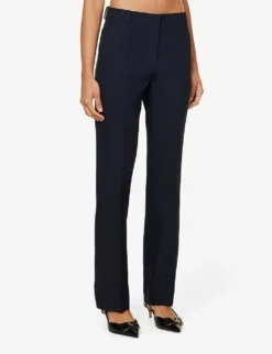 Valentino Pantalone Straight-leg Mid-rise Wool And Silk-blend Trousers -Reiss Shop R04169686 NAVY ALT02