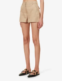 Valentino Pressed-crease Straight-leg Stretch-cotton Shorts 8 Valentino Pressed-crease Straight-leg Stretch-cotton Shorts -Reiss Shop R04169689 BEIGE ALT02